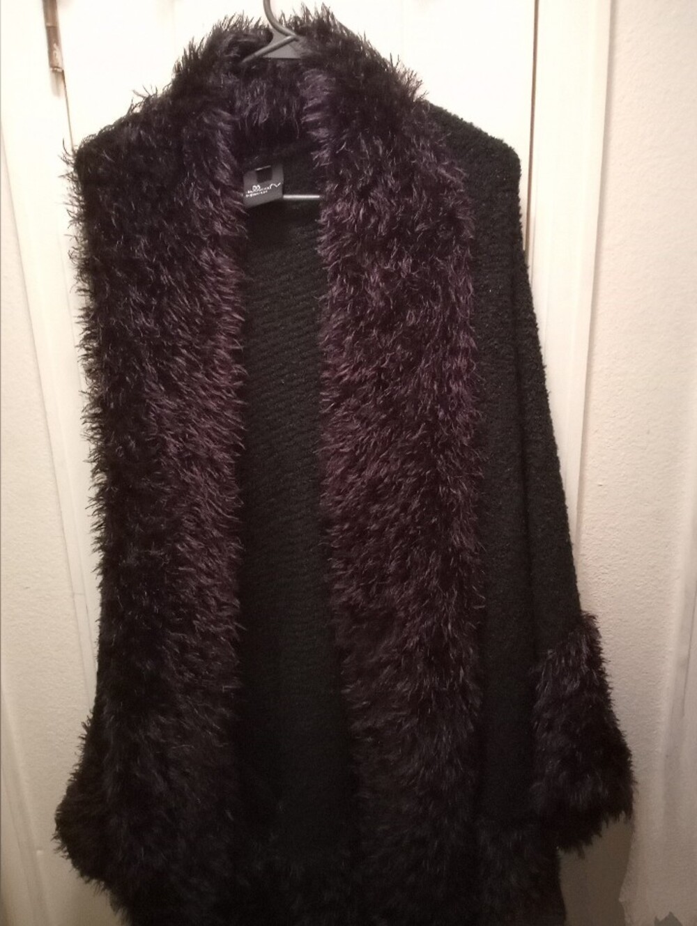 Noelle Enterprises Black The Posh Vest Cardigan Faux Fur Trim Whimsigoth Size 1